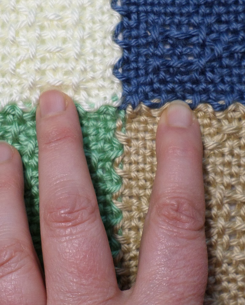 Joining Squares — mattress stitch Adventures in Pin Loom Weaving